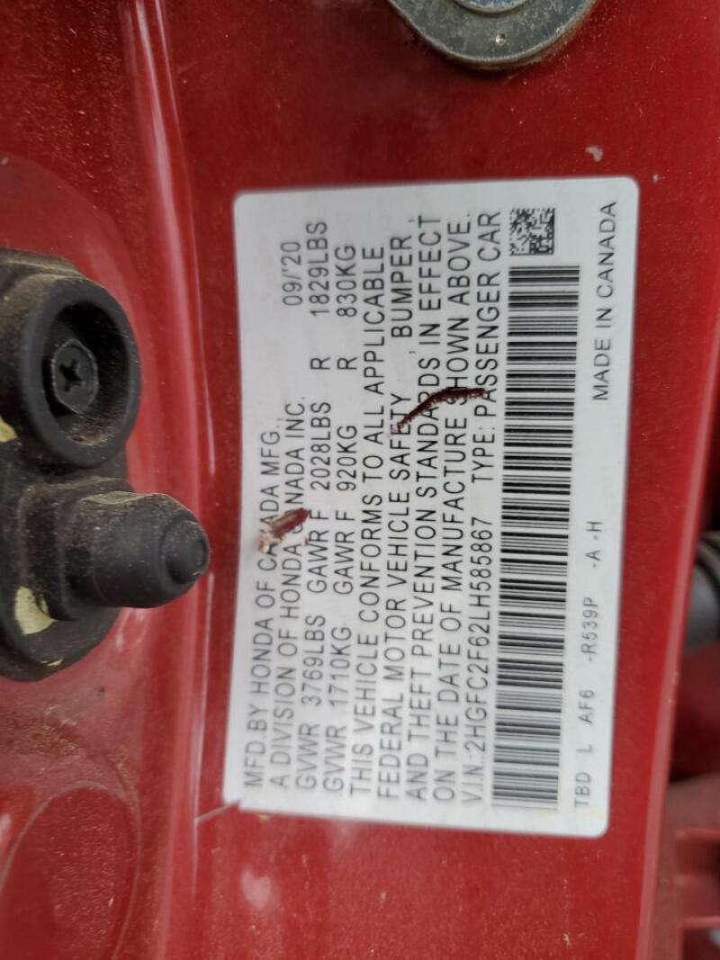 2020 HONDA CIVIC LX - 2HGFC2F62LH585867 | SeoVin.biz