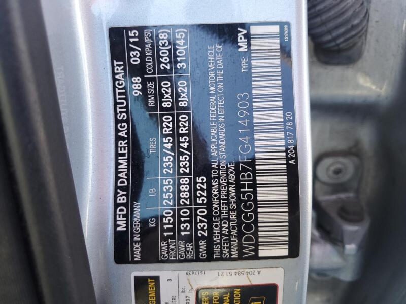 2015 MERCEDES-BENZ GLK 350 - WDCGG5HB7FG414903 | SeoVin.biz