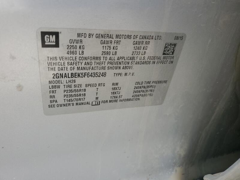 2015 CHEVROLET EQUINOX LT - 2GNALBEK5F6435248 | SeoVin.biz