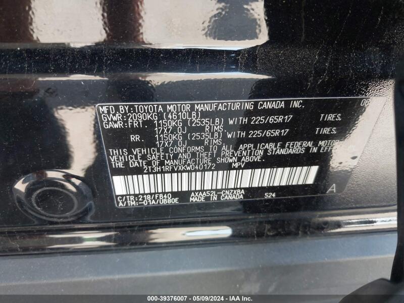 2019 TOYOTA RAV4 LE - 2T3H1RFVXKW040172 | SeoVin.biz