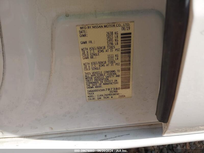 2019 NISSAN FRONTIER SV - 1N6AD0EV1KN787380 | SeoVin.biz