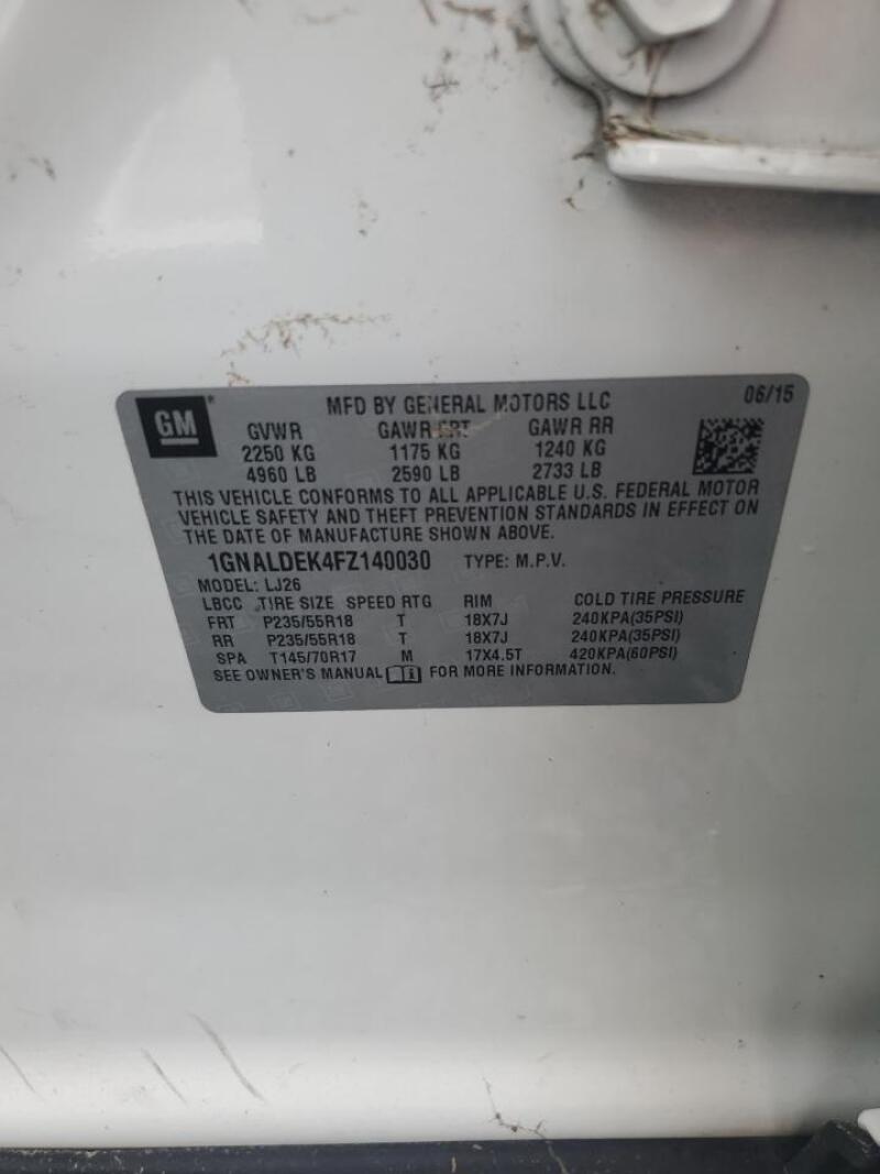 2015 CHEVROLET EQUINOX LTZ - 1GNALDEK4FZ140030 | SeoVin.biz