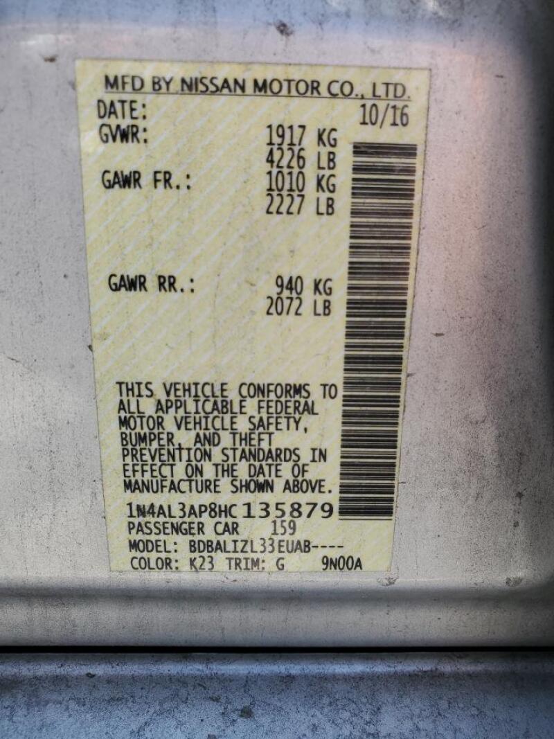 2017 NISSAN ALTIMA 2.5 - 1N4AL3AP8HC135879 | SeoVin.biz