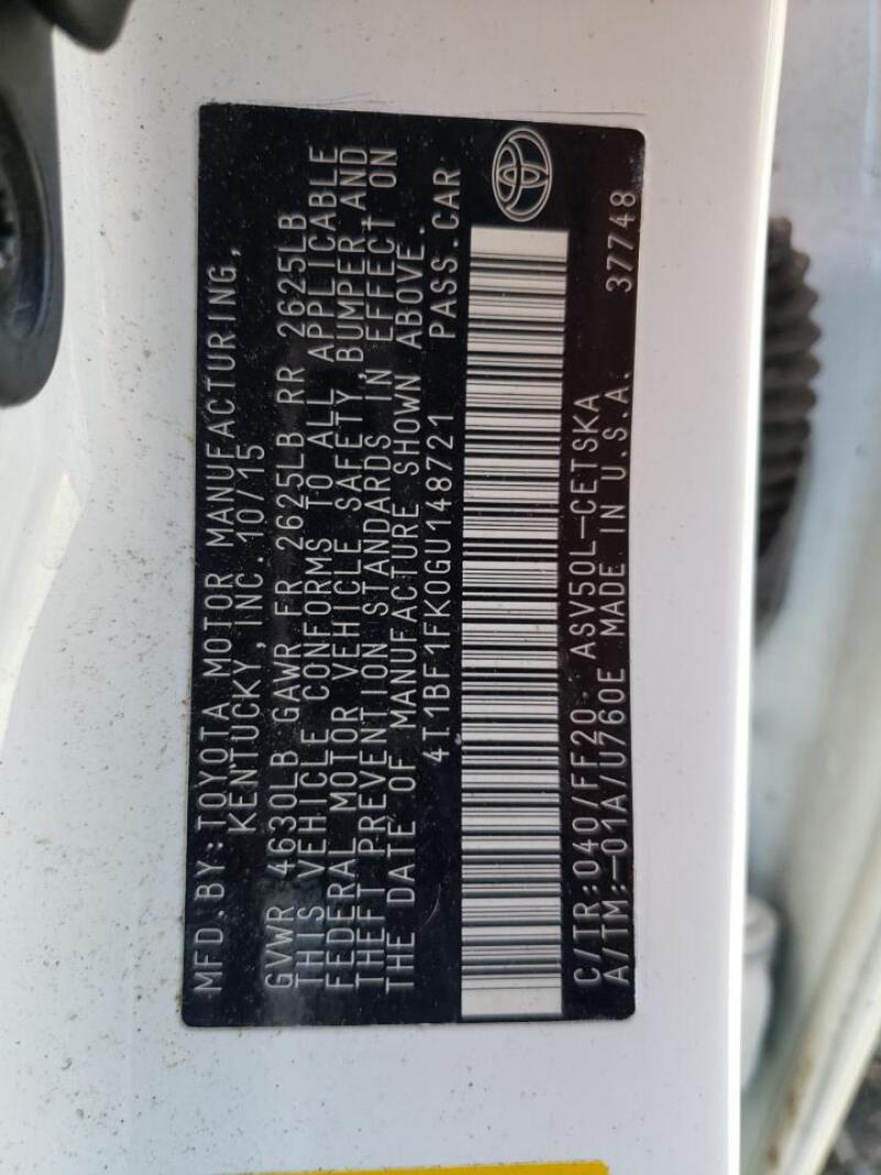 2016 TOYOTA CAMRY LE - 4T1BF1FK0GU148721 | SeoVin.biz