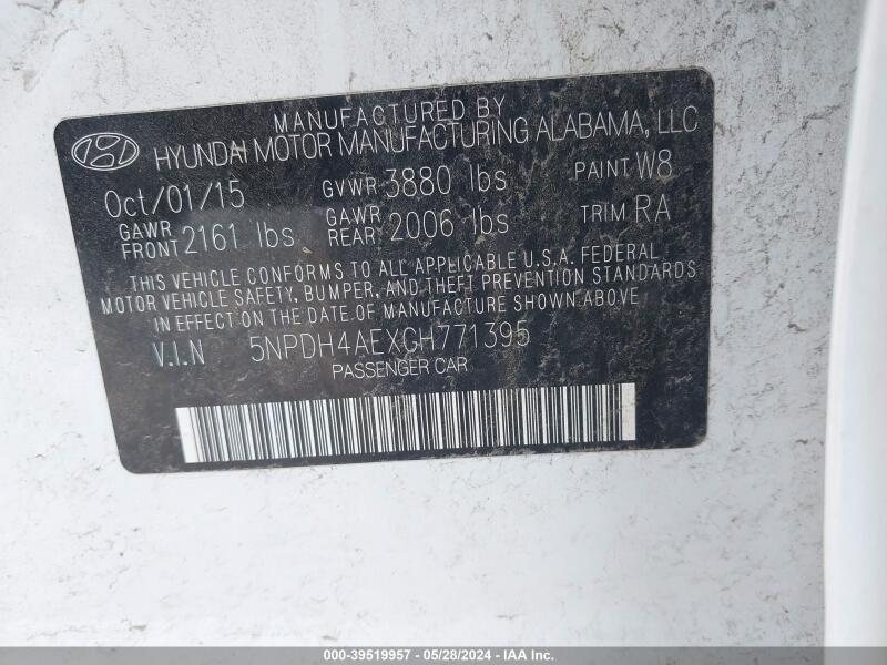 2016 HYUNDAI ELANTRA SE - 5NPDH4AEXGH771395 | SeoVin.biz