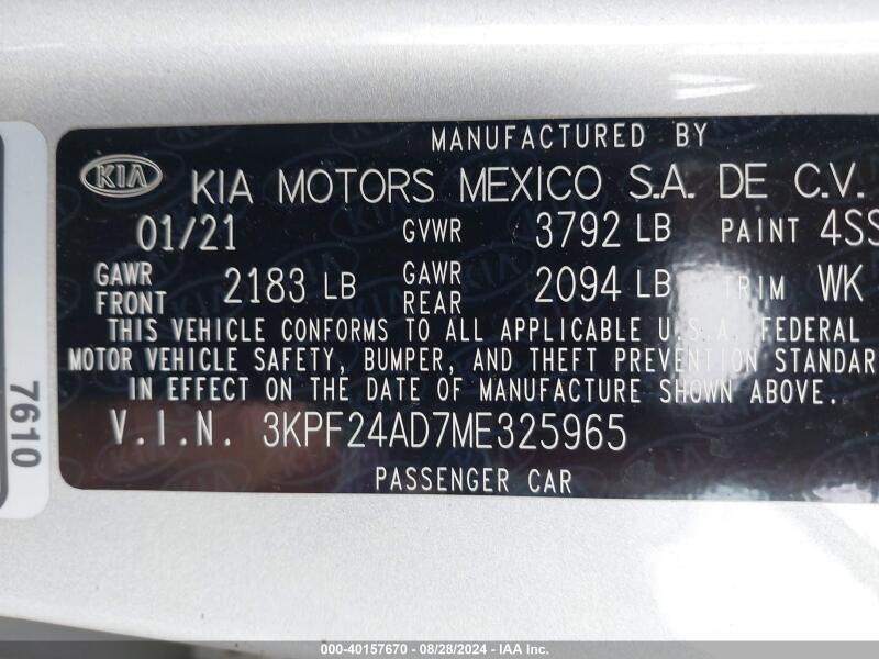 2021 KIA FORTE LXS - 3KPF24AD7ME325965 | SeoVin.biz