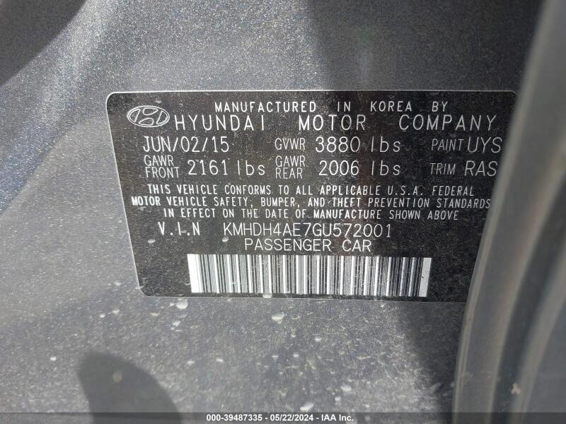 2016 HYUNDAI ELANTRA SE - KMHDH4AE7GU572001 | SeoVin.biz