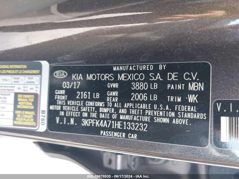 2017 KIA FORTE LX - 3KPFK4A71HE133232 | SeoVin.biz