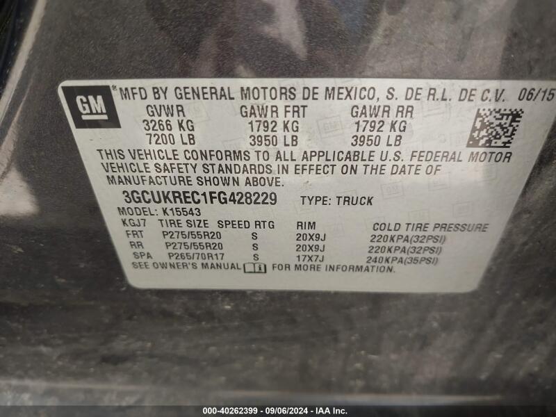 2015 CHEVROLET SILVERADO 1500 2LT - 3GCUKREC1FG428229 | SeoVin.biz