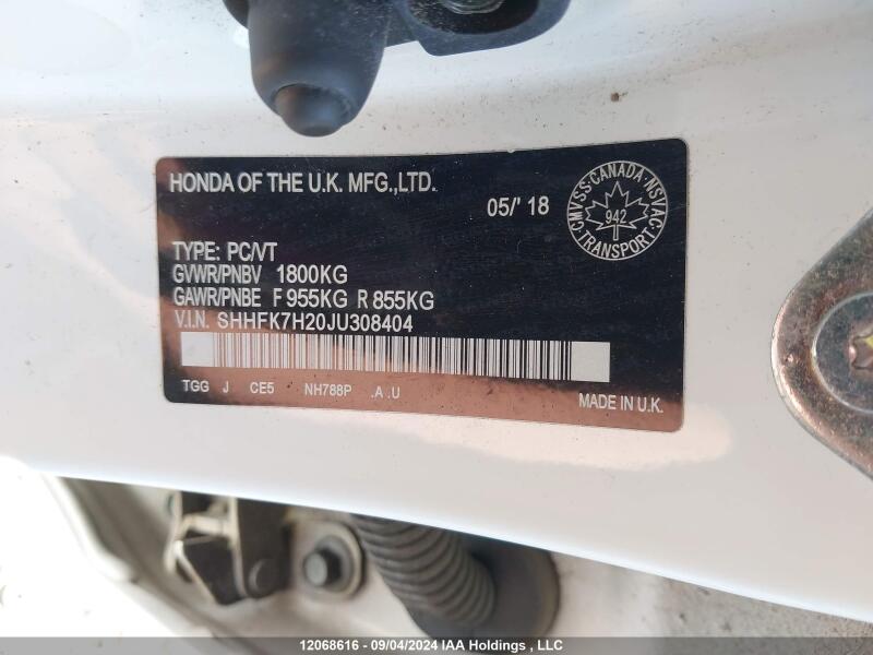2018 HONDA CIVIC HATCHBACK - SHHFK7H20JU308404 | SeoVin.biz