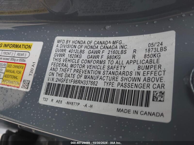 2024 HONDA CIVIC TOURING - 2HGFE1F96RH337662 | SeoVin.biz