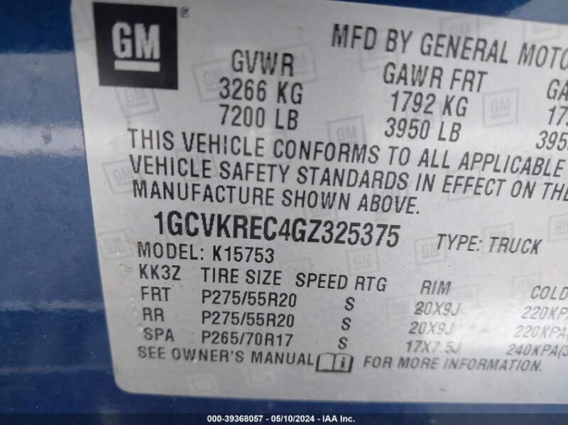 2016 CHEVROLET SILVERADO 1500 1LT - 1GCVKREC4GZ325375 | SeoVin.biz