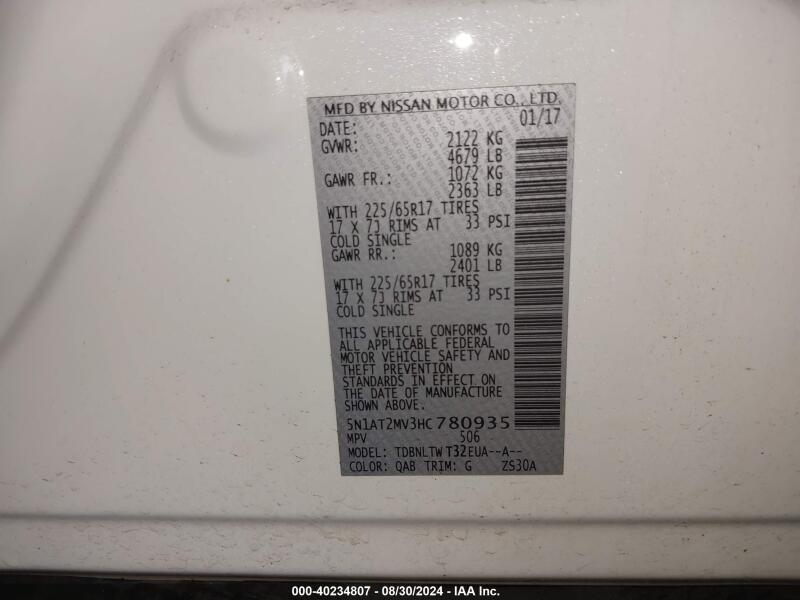 2017 NISSAN ROGUE SV - 5N1AT2MV3HC780935 | SeoVin.biz