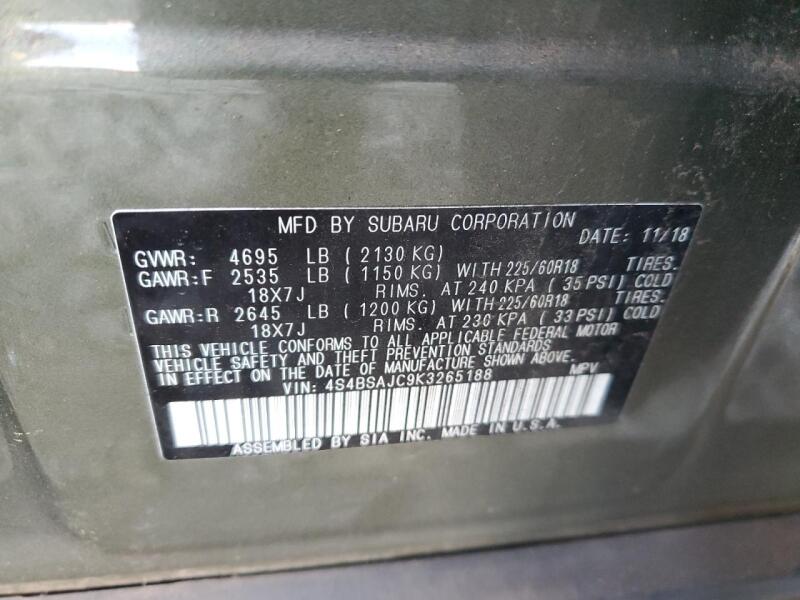 2019 SUBARU OUTBACK 2.5I LIMITED - 4S4BSAJC9K3265188 | SeoVin.biz