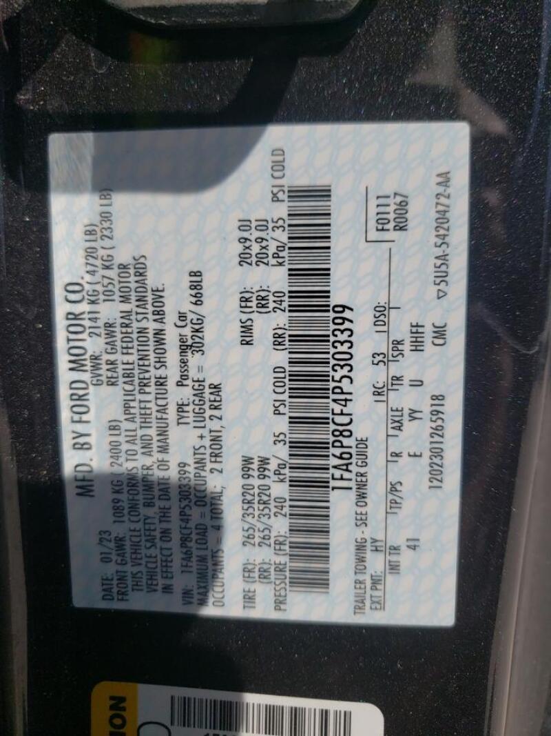 2023 FORD MUSTANG GT - 1FA6P8CF4P5303399 | SeoVin.biz