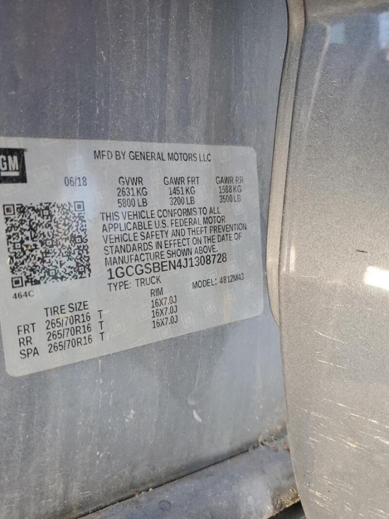 2018 CHEVROLET COLORADO - 1GCGSBEN4J1308728 | SeoVin.biz