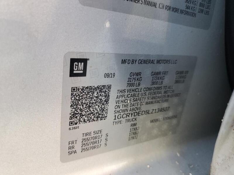 2020 CHEVROLET SILVERADO K1500 LT - 1GCRYDED5LZ134537 | SeoVin.biz