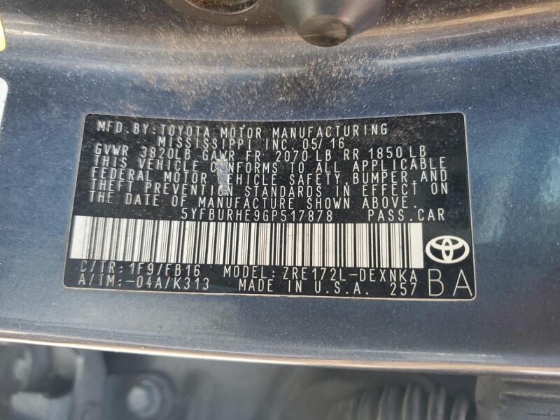 2016 TOYOTA COROLLA L - 5YFBURHE9GP517878 | SeoVin.biz