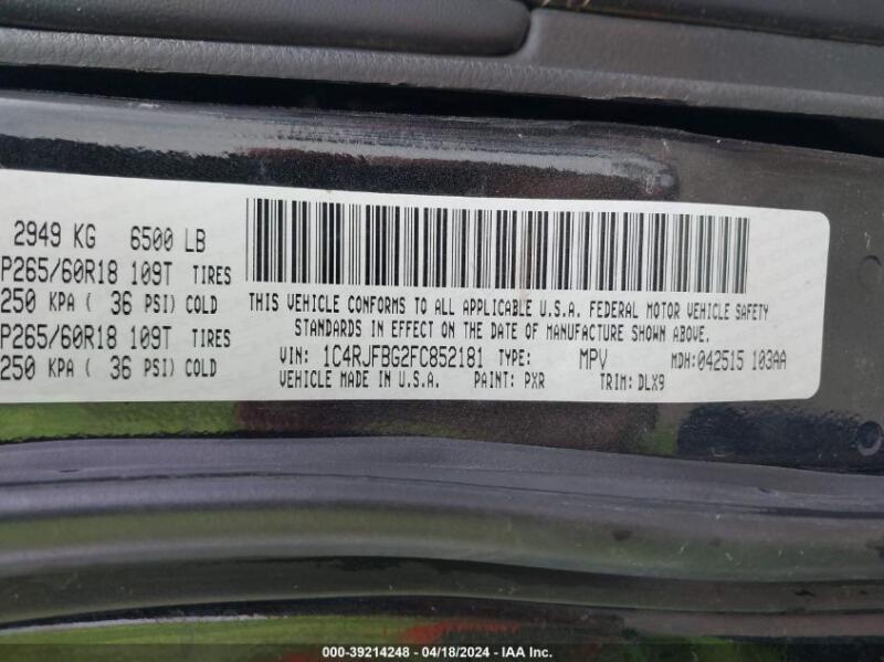 2015 JEEP GRAND CHEROKEE LIMITED - 1C4RJFBG2FC852181 | SeoVin.biz