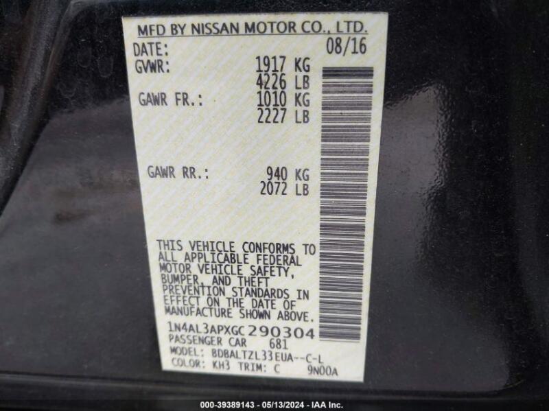 2016 NISSAN ALTIMA 2.5 SL - 1N4AL3APXGC290304 | SeoVin.biz