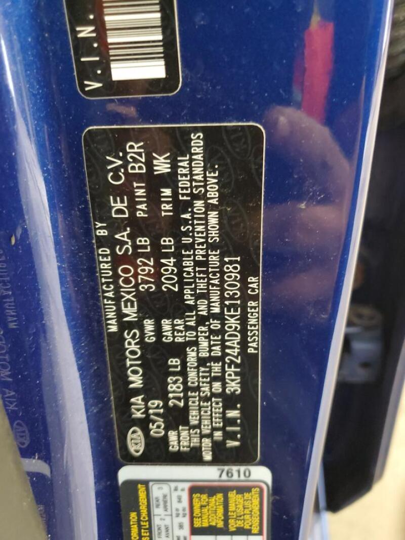 2019 KIA FORTE FE - 3KPF24AD9KE130981 | SeoVin.biz