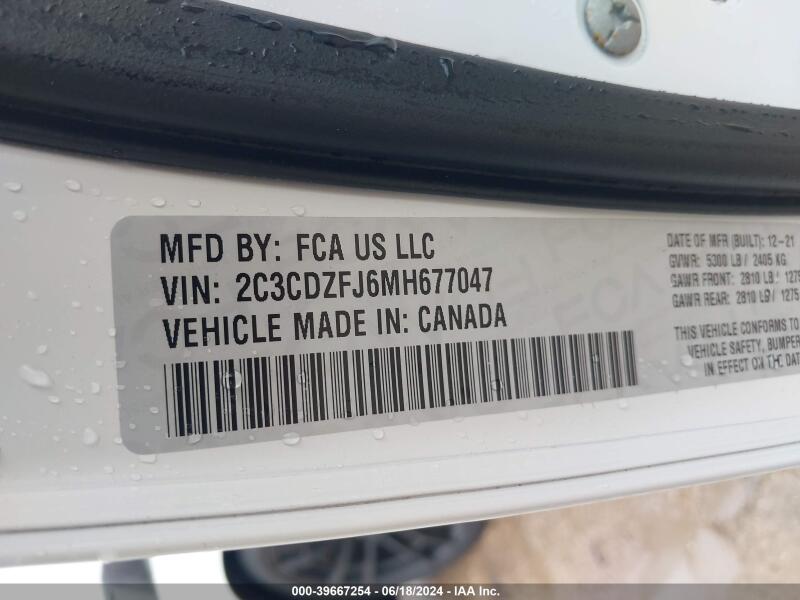 2021 DODGE CHALLENGER R/T SCAT PACK - 2C3CDZFJ6MH677047 | SeoVin.biz