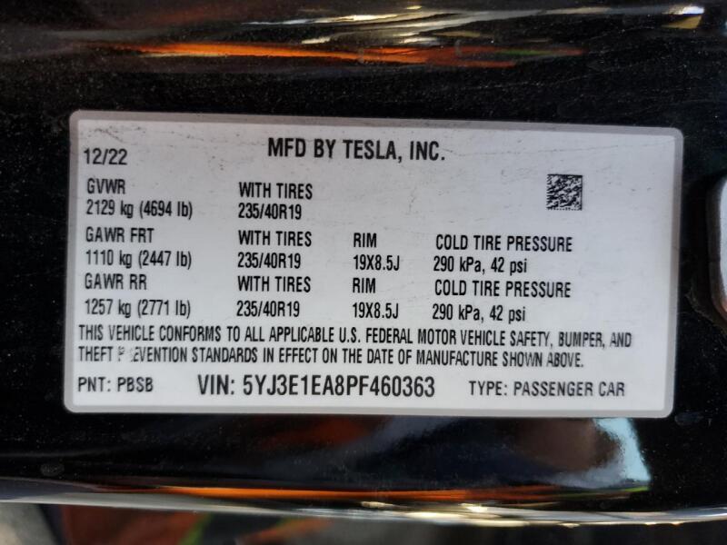 2023 TESLA MODEL 3 - 5YJ3E1EA8PF460363 | SeoVin.biz