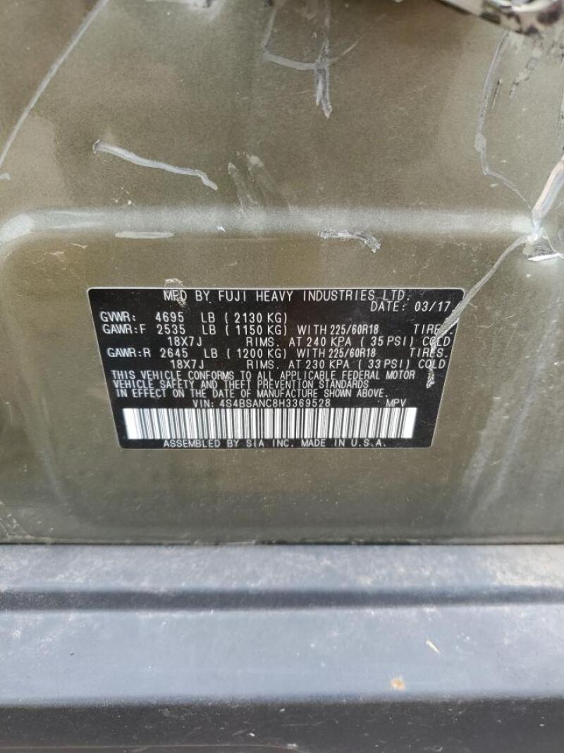 2017 SUBARU OUTBACK 2.5I LIMITED - 4S4BSANC8H3369528 | SeoVin.biz