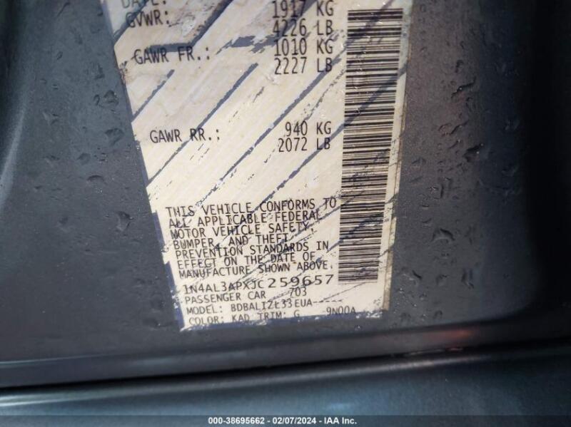 2018 NISSAN ALTIMA 2.5 SV - 1N4AL3APXJC259657 | SeoVin.biz