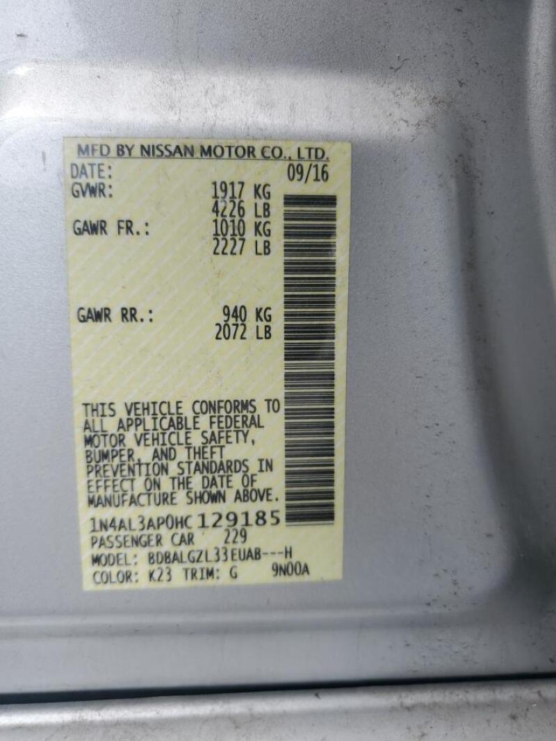 2017 NISSAN ALTIMA 2.5 - 1N4AL3AP0HC129185 | SeoVin.biz