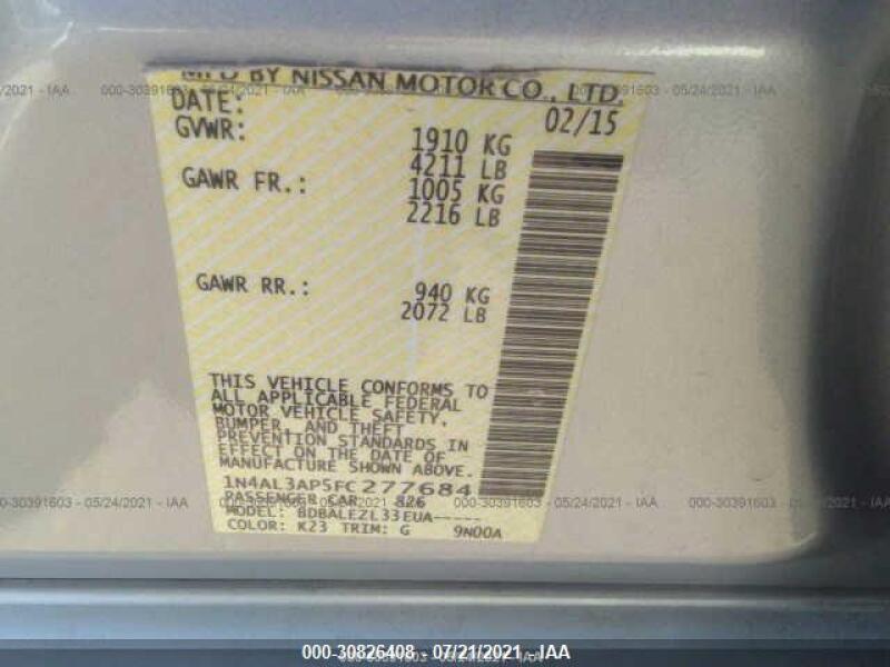 2015 NISSAN ALTIMA 2.5 SL/2.5 SV/2.5/2.5 S - 1N4AL3AP5FC277684 | SeoVin.biz