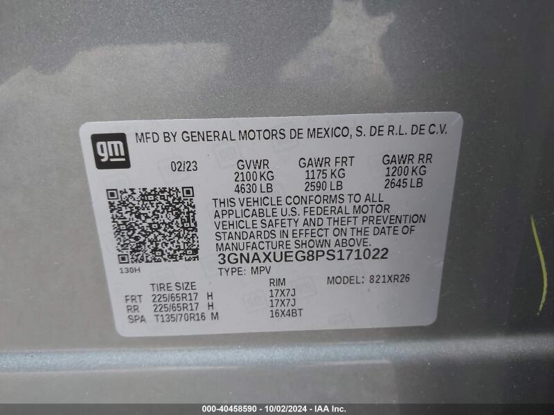 2023 CHEVROLET EQUINOX AWD LT - 3GNAXUEG8PS171022 | SeoVin.biz