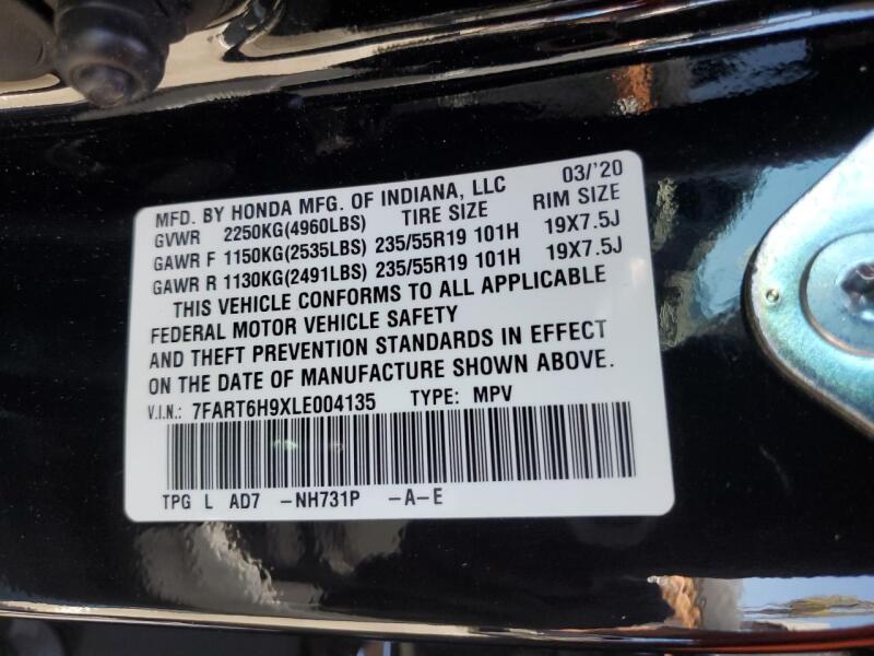 2020 HONDA CR-V TOURING - 7FART6H9XLE004135 | SeoVin.biz