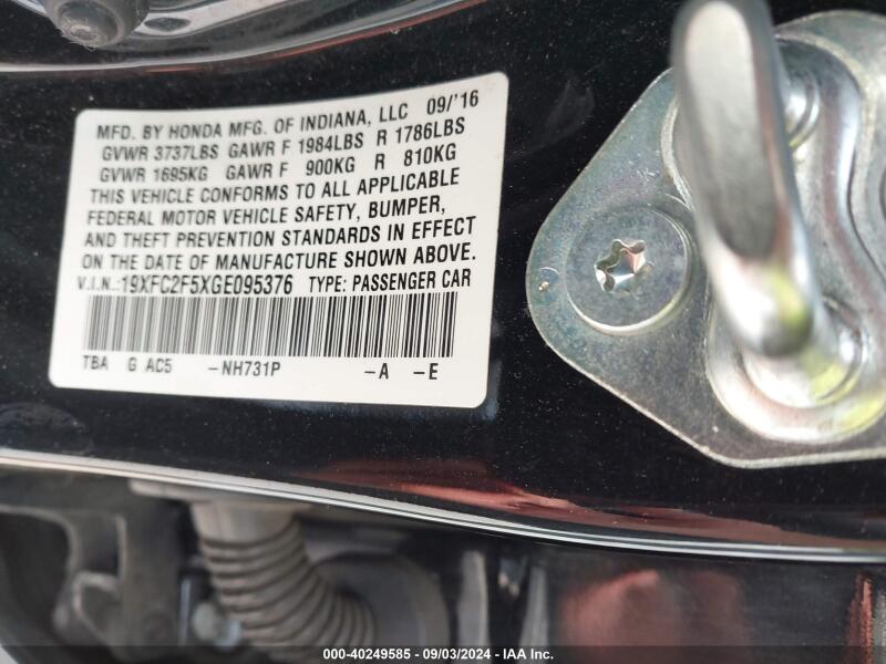 2016 HONDA CIVIC LX - 19XFC2F5XGE095376 | SeoVin.biz