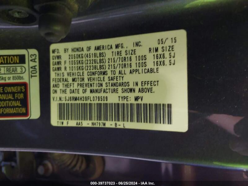 2015 HONDA CR-V LX - 5J6RM4H39FL079509 | SeoVin.biz