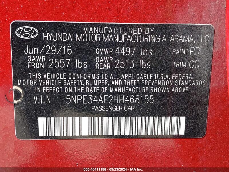 2017 HYUNDAI SONATA SPORT - 5NPE34AF2HH468155 | SeoVin.biz