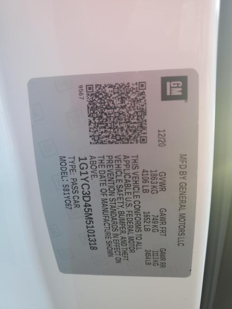 2021 CHEVROLET CORVETTE STINGRAY 3LT - 1G1YC3D45M5101318 | SeoVin.biz