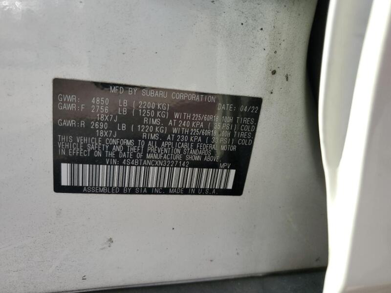 2022 SUBARU OUTBACK LIMITED - 4S4BTANCXN3227142 | SeoVin.biz