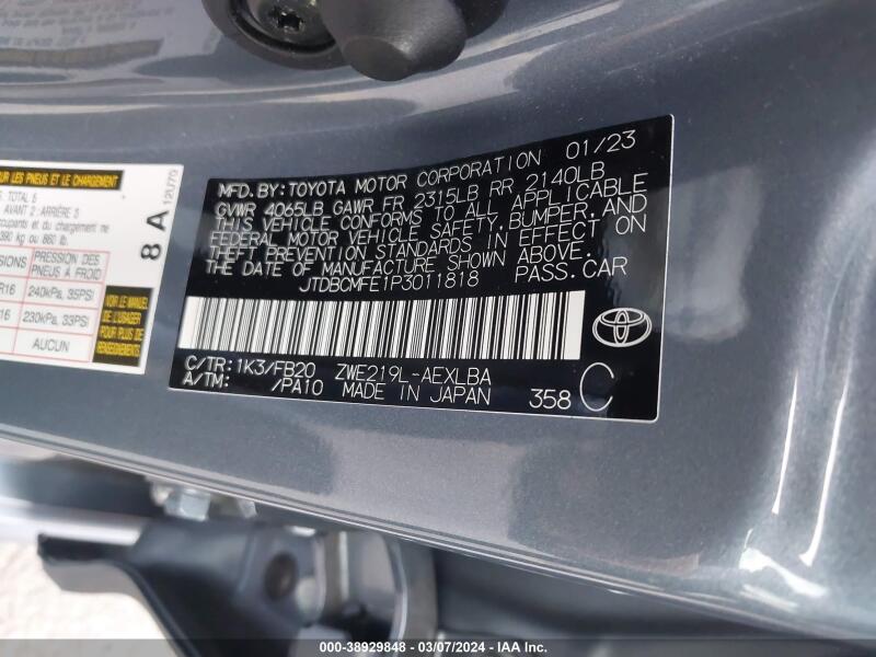 2023 TOYOTA COROLLA HYBRID LE - JTDBCMFE1P3011818 | SeoVin.biz