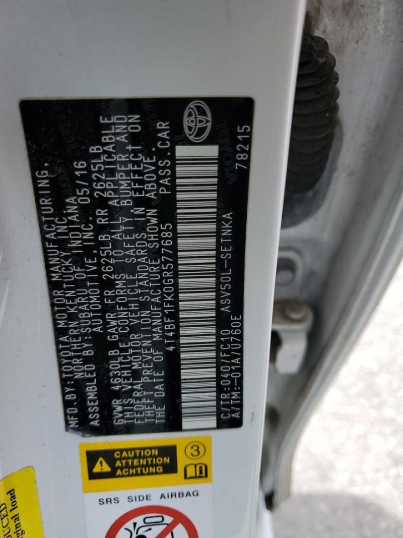 2016 TOYOTA CAMRY LE - 4T4BF1FK0GR577685 | SeoVin.biz