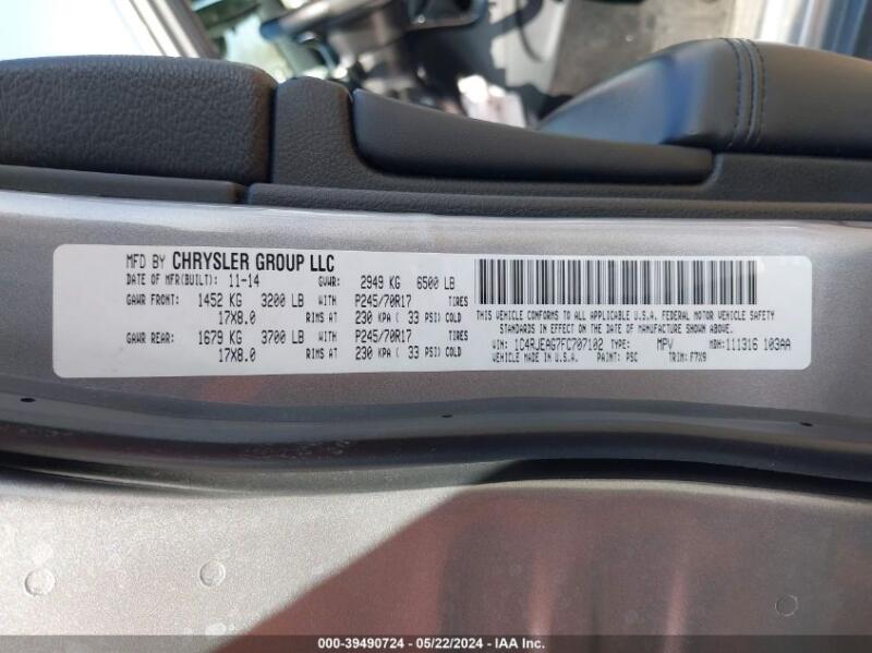 2015 JEEP GRAND CHEROKEE LAREDO - 1C4RJEAG7FC707102 | SeoVin.biz