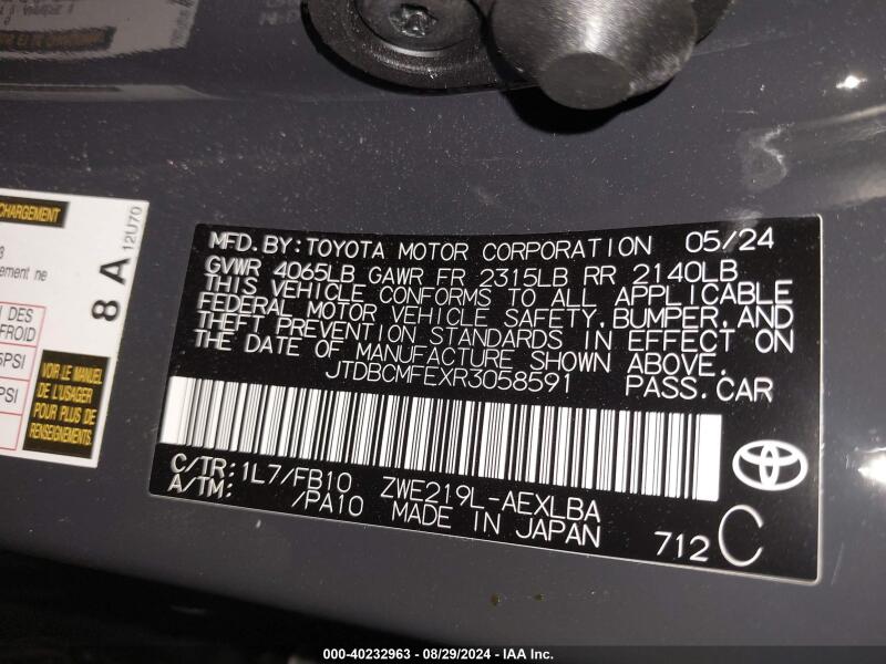 2024 TOYOTA COROLLA HYBRID LE - JTDBCMFEXR3058591 | SeoVin.biz