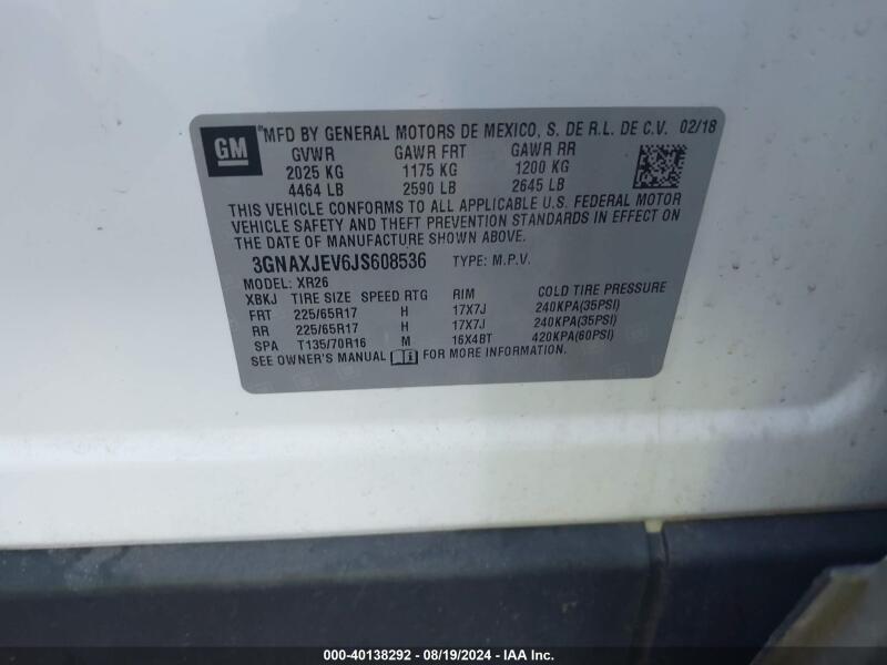 2018 CHEVROLET EQUINOX LT - 3GNAXJEV6JS608536 | SeoVin.biz