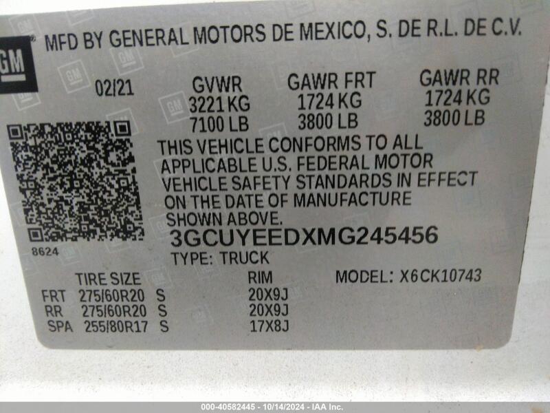 2021 CHEVROLET SILVERADO 1500 4WD STANDARD BED RST - 3GCUYEEDXMG245456 | SeoVin.biz