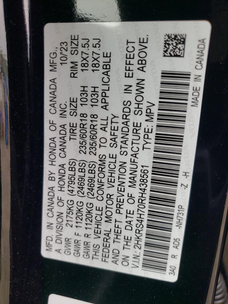 2024 HONDA CR-V EXL - 2HKRS4H70RH438561 | SeoVin.biz