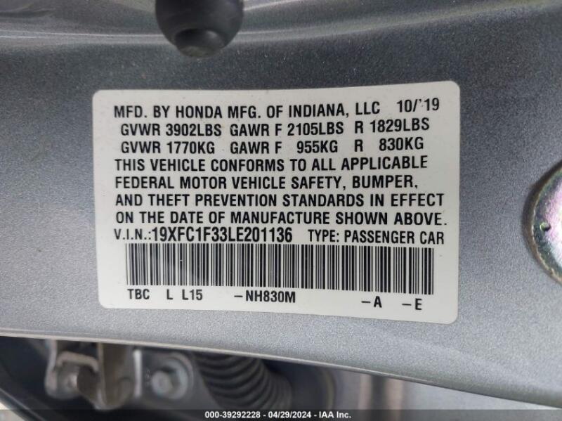 2020 HONDA CIVIC EX - 19XFC1F33LE201136 | SeoVin.biz