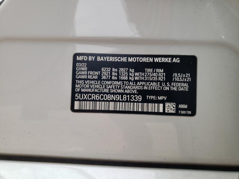 2022 BMW X5 XDRIVE40I - 5UXCR6C08N9L81339 | SeoVin.biz