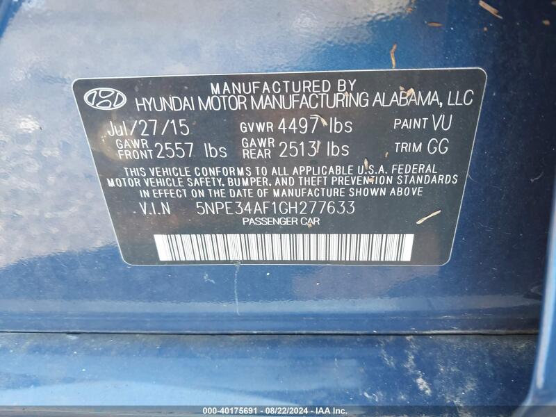 2016 HYUNDAI SONATA SPORT - 5NPE34AF1GH277633 | SeoVin.biz