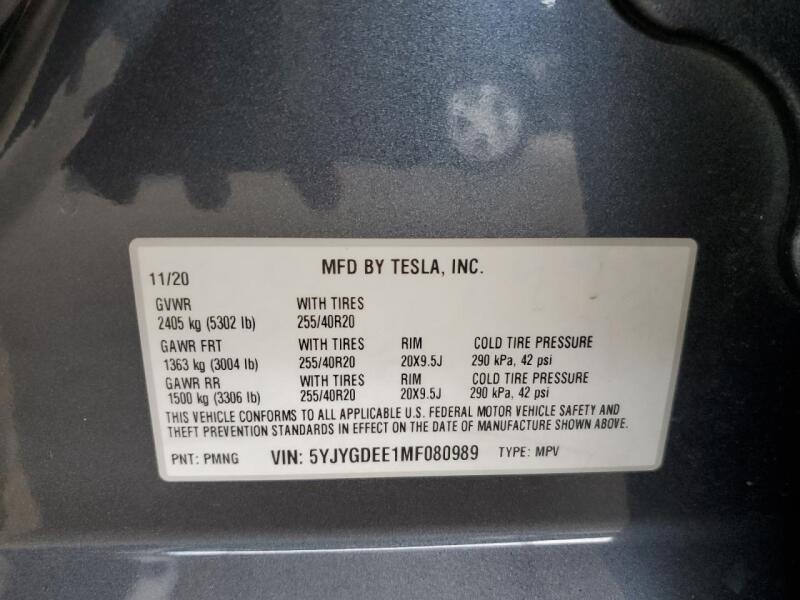2021 TESLA MODEL Y - 5YJYGDEE1MF080989 | SeoVin.biz