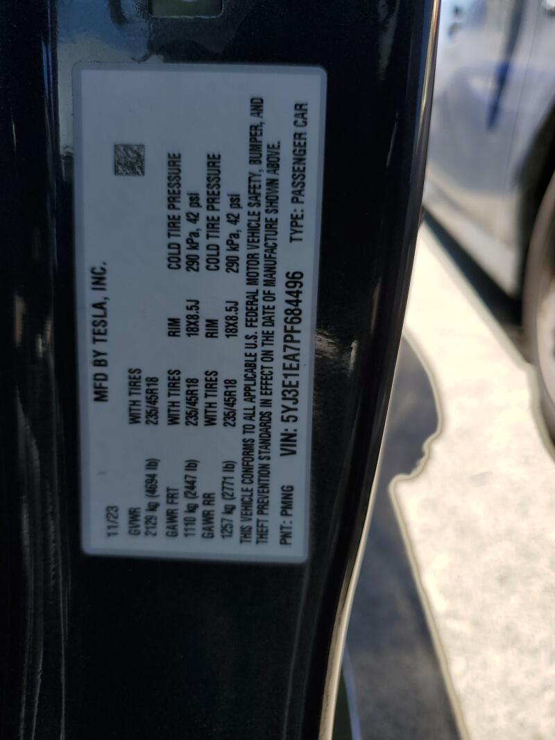 2023 TESLA MODEL 3 - 5YJ3E1EA7PF684496 | SeoVin.biz